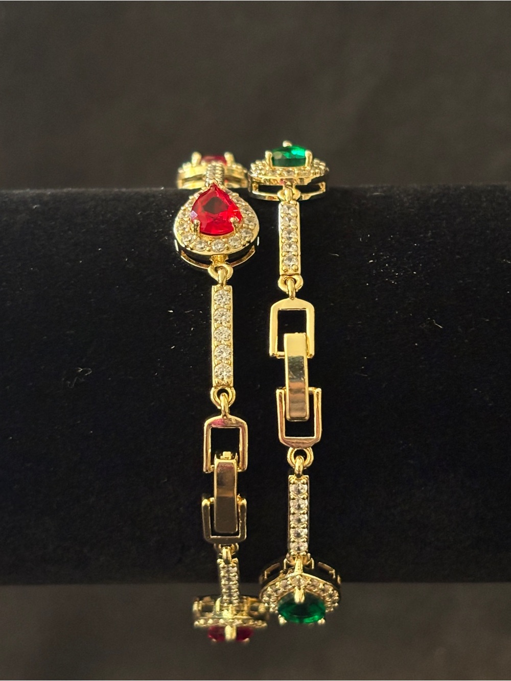 3mm Yellow Gold Pear-Cut CZ Halo Bracelets 8in. - Picture 9 of 10
